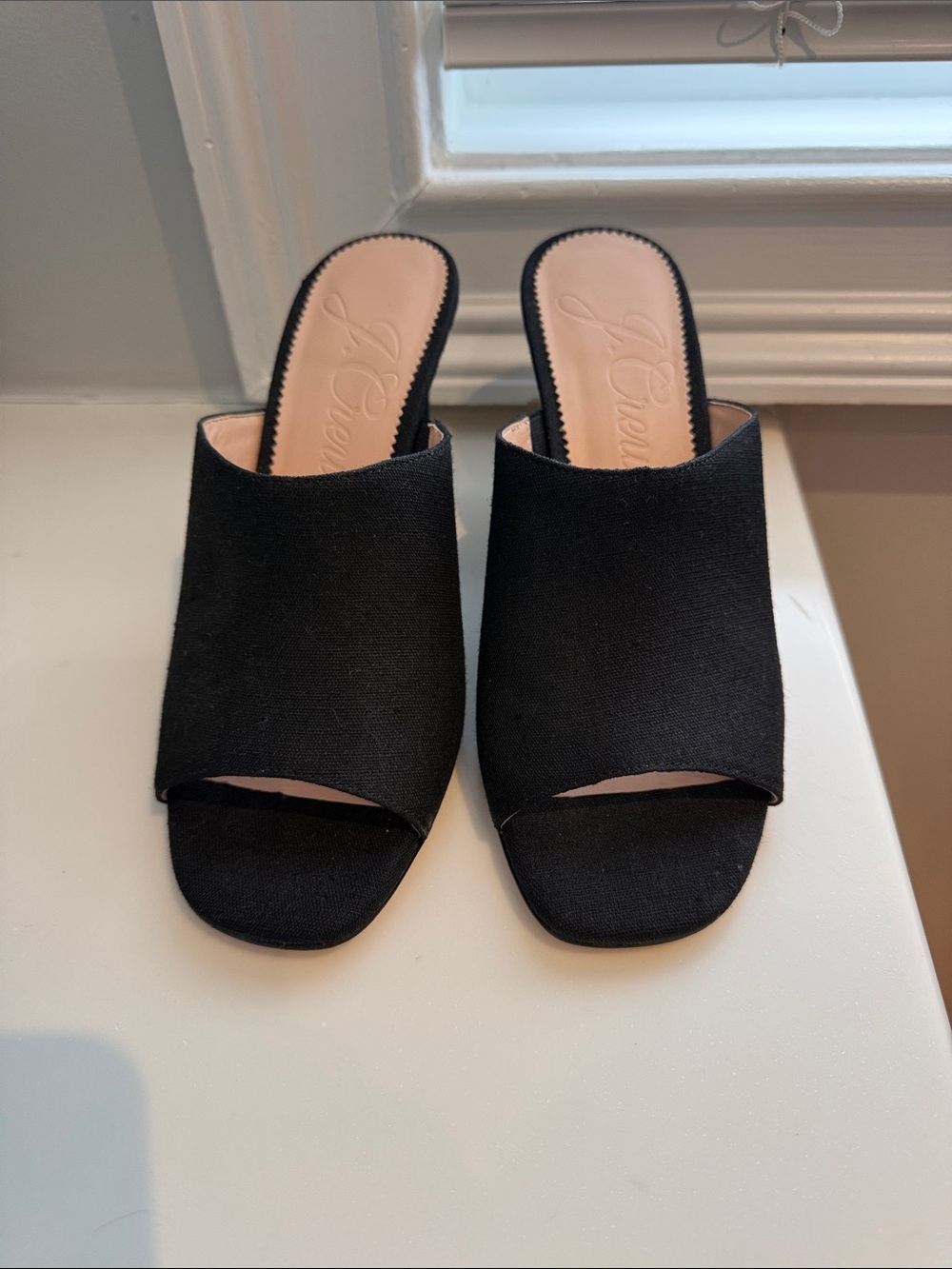 J. Crew Black Open-Toe Mule Slides